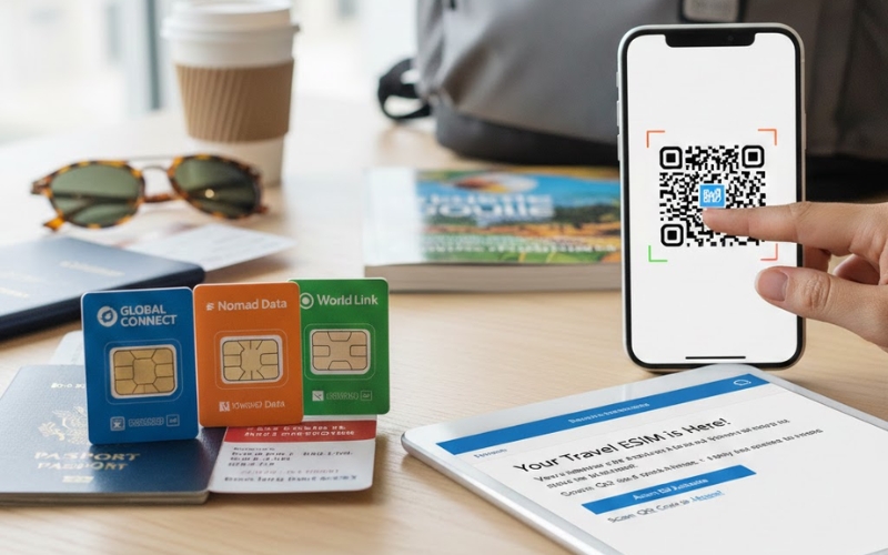 eSIM du lịch qua mã QR đảm bảo kết nối 4G/5G ổn định và an toàn hơn SIM vật lý.